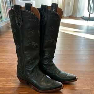 Miron Crosby Forest Green Margretta Star and Moon Embroidered Cowboy Boots sz 8